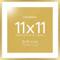 Homeforia 11x11 Picture Frame Gold, High End Metal 11 by 11 Square Frames with Mat 9 x 9 Photo, 11by11 Thin Poster Frame Matted to 9x9 inch Art, Wall Hanging Frames, Tempered Glass, Wall Kit, Set of 1-Ruum Studio Home