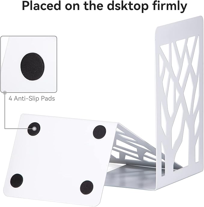 Book Ends, Bookends, Bookends for Shelves, Bookend, Book Ends for Heavy Books, White Metal Book Shelf Holder Home Decorative, Book Stoppers for Shelves, Bookend Supports 6 Pair-Ruum Studio Home