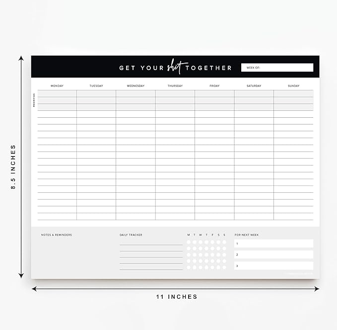 Get Your Stuff Together Weekly Work Planner - 8.5 x 11 Inch Undated Daily Planner with 52 Tear-Off Pages, Weekly To Do List Notepad for Effective Task Management, US Owned Busines-Ruum Studio Home