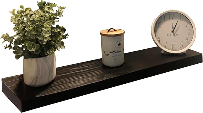 joelsantiques 24 Inch Wooden Floating Shelves for Wall - 24x8x2 in - Made of Natural Wood - Heavy Duty Rustic Wall Shelves for Bedroom - Perfect for Living Room, Kitchen - Mocha-Ruum Studio Home