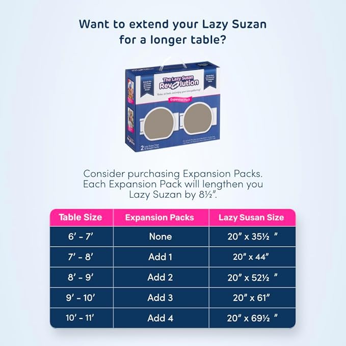 Full Set - Greige - The First Patented Lazy Susan Turntable Expandable for Rectangular & Oblong Tables - Kitchen & Dining Tables - Great Gift! Parties & Gatherings.-Ruum Studio Home