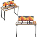 PayLessHere | 47 Inch Computer Desk | Brown | Office Desk with Metal Frame, Adjustable Feet | Water-Resistant, Scratchproof Surface | Sturdy Writing Table for Home Office or Study | Pack of 2-Ruum Studio Home