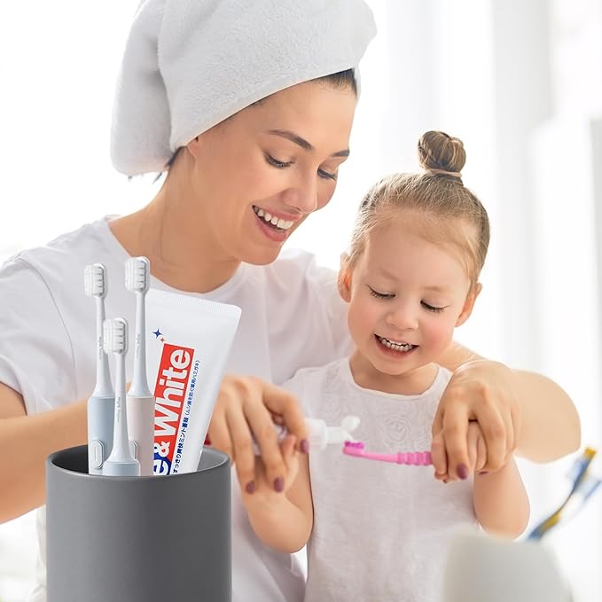 Matte Grey Toothbrush Holders - Ceramic Toothpaste Holders Set, Reusable Toothbrush Cup, Bathroom Counter Organizer-Ruum Studio Home