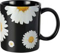 12Oz Daisy floral Black Ceramic Mug, Mug for Daily Coffee and Tea, Lead-free Microwave and Dishwasher Safe Coffee Mug, Perfect gifts for Women and men-Ruum Studio Home