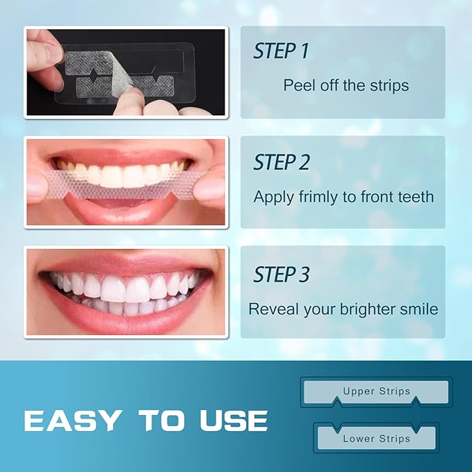 Teeth Whitening Strip 22 Treatments - Whitening Strips for Sensitive People, Fast Remove Smoking, Coffee, Wine Stains, Teeth Brightening Kit Pack of 44 Non-Slip Strips-Ruum Studio Home