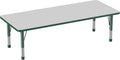 FDP Rectangle Activity School and Classroom Kids Table (30 x 72 inch), Chunky Toddler Leg, Adjustable Height 15-24 inches - Gray Top and Green Edge-Ruum Studio Home