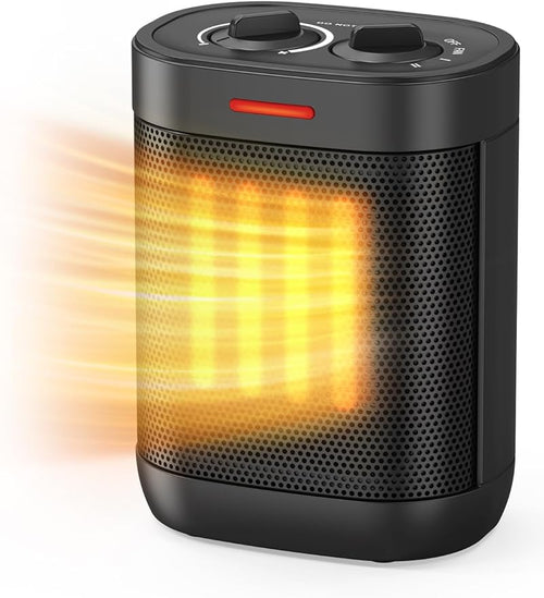 1000W Small Space Heater for Indoor Use, 2S Fast Heating, PTC Ceramic Electric Space Heater with 3 Modes, Thermostat, Overheated & Tip-Over Safety Protection, Portable Heater for Office and Bedroom-Ruum Studio Home