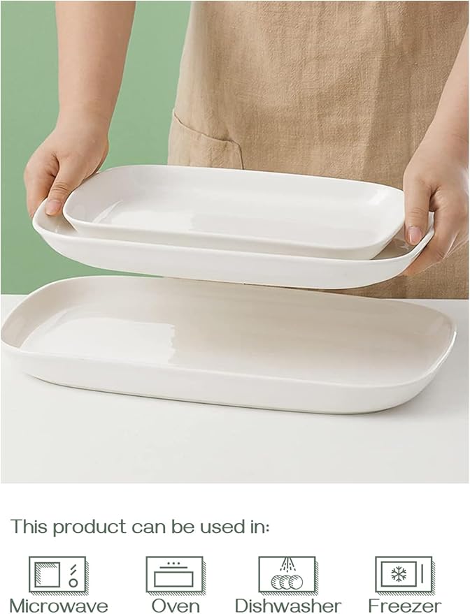 DOWAN Serving Platters and Trays for Wedding Decor, 16"/14"/12" Serving Dishes for Entertaining, White Porcelain Plates Set of 3-Ruum Studio Home