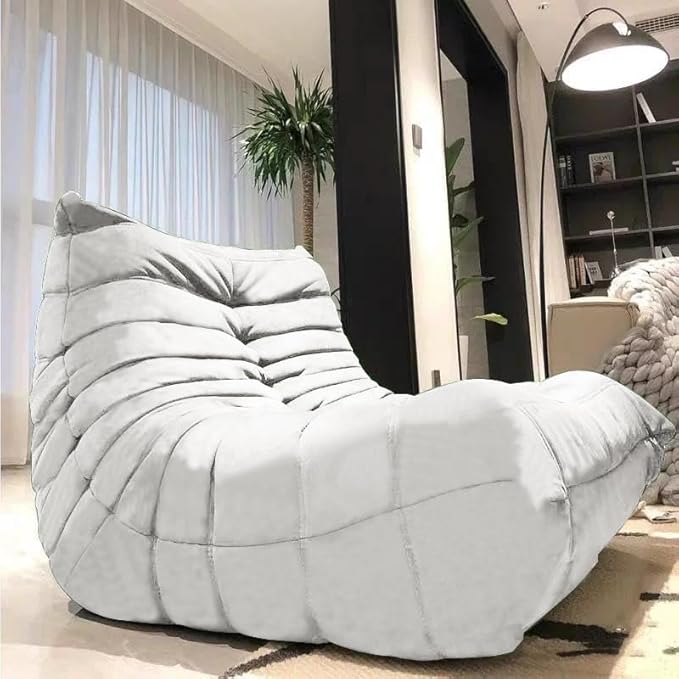 Modern Living Room Chair, Big Bean Bag Adult Floor Sofa, Togo Recliner Memory Foam Lazy Couch Suitable Balcony for Fireside Chair (White)-Ruum Studio Home