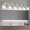 BONLICHT Vanity Light Fixture Brushed Nickel 6-Light Modern Farmhouse Wall Sconce Bathroom Lighting with Hammered Glass Industrial Wall Mount Lights for Kitchen Dining Room Cabinet Corridor-Ruum Studio Home
