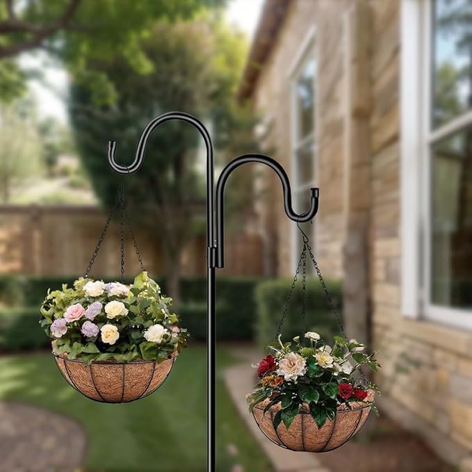 4 Pack 10 inch Metal Hanging Planters Basket with Coco Coir Liner Outdoor-Hanging Baskets for Plants Outdoor,Metal Wire Baskets with Window Box Planters, Hanging Flower Pots for Railings-Ruum Studio Home