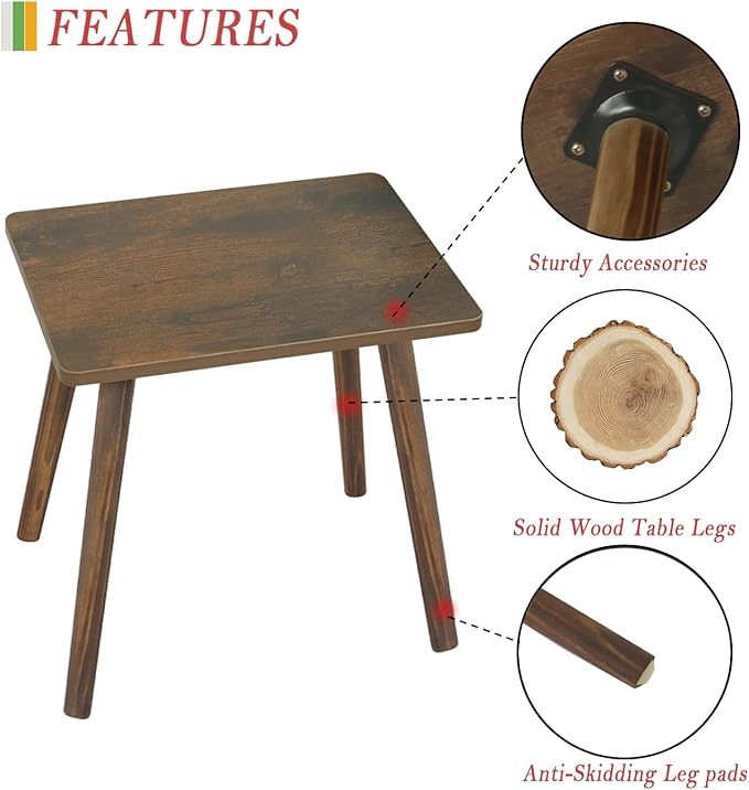 AWASEN Side Table, Small Wood End Table Living Room, Mini Bed Side Table Modern Accent Nightstand with Solid Wood for Bedroom Office Small Spaces, Rustic Brown-Ruum Studio Home