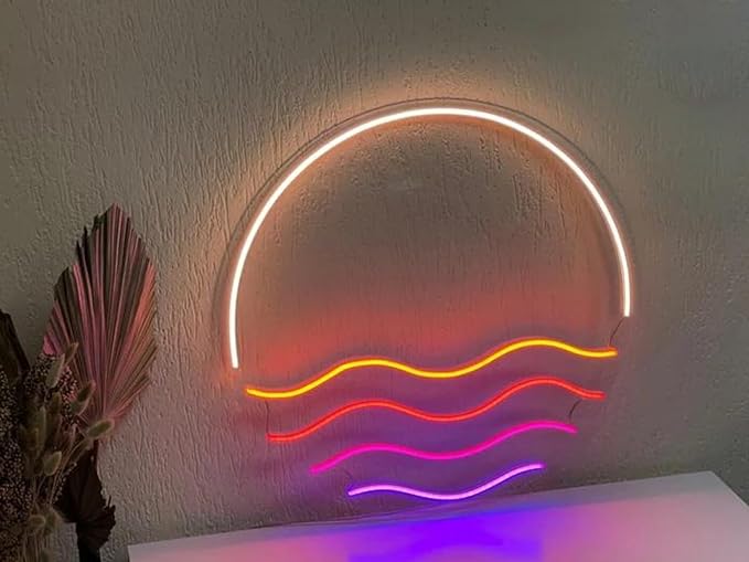 LED Decorative Lights USB Mountains Sunrise Sunset Led Neon Signs Home Decoration Wall Art Holiday Gift Brightness Adjustable 15''x15''-Ruum Studio Home
