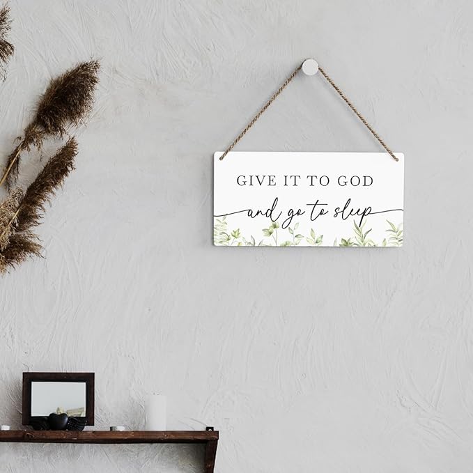 Christian Decor Give It to God And Go To Sleep Sign Rustic Bible Verse Sign Scripture Printed Wood Sign Wall Art Religious Gifts Faith Based Gifts-Ruum Studio Home