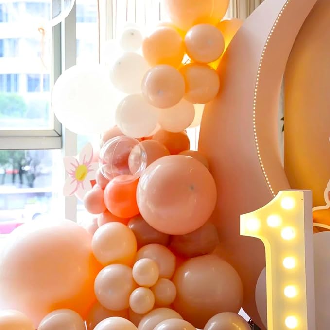 130pcs Peach Balloons Different Sizes 18" 12" 10" 5" Pastel Orange Latex Balloon Garland Arch Kit for Birthday Baby Shower Graduation Wedding Gender Reveal Anniversary Party Decorations-Ruum Studio Home