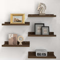RICHER HOUSE 5 Set Floating Shelves for Wall Decor, Wall Mounted Book Shelf, Nursery Shelves Picture Ledge Shelf with Lip for Wall Storage, Bedroom, Living Room, Bathroom - Walnut-Ruum Studio Home