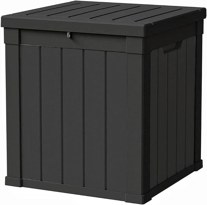 50 Gallon Storage Box, Waterproof Deck Box for Indoor & Outdoor Use, Lockable Pool Storage Bin for Package Delivery, Outdoor Bench for Patio Cushions, Garden Tools, Backyard, Black-Ruum Studio Home