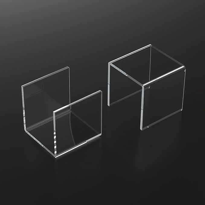 Clear Acrylic Risers 3 pcs, Square Acrylic Food Display Stands Tabletop, Display Shelf for Vendors, Collectibles, Funko Pop, Food, Glasses, Perfume, Small Plants - 5''x6''x7''-Ruum Studio Home