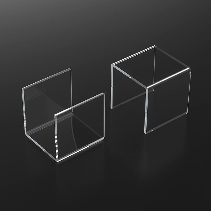 Square Acrylic Shelf Risers 3pcs, Acrylic Dessert Table Display Set, Clear Acrylic Showcase Collectibles Display Shelf for Funko Pop, Cupcake, Toys, Watches, Table Decorations - 4''x5''x6''-Ruum Studio Home
