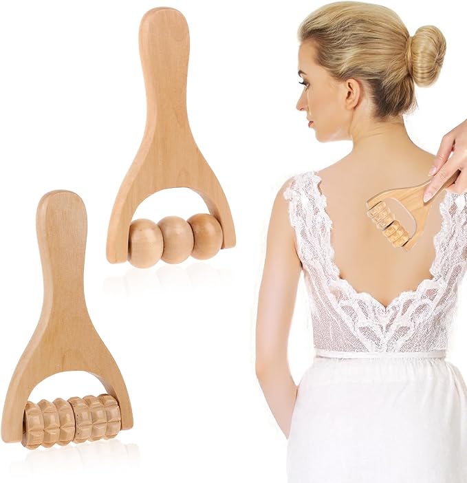 2 Pcs Wooden Massage Roller, Massage Hand Roller Massagers for Neck Muscle Rollers Stick Wooden Massager Tool for Back Rolling Hands Foot The Face Ball Full Body-Ruum Studio Home