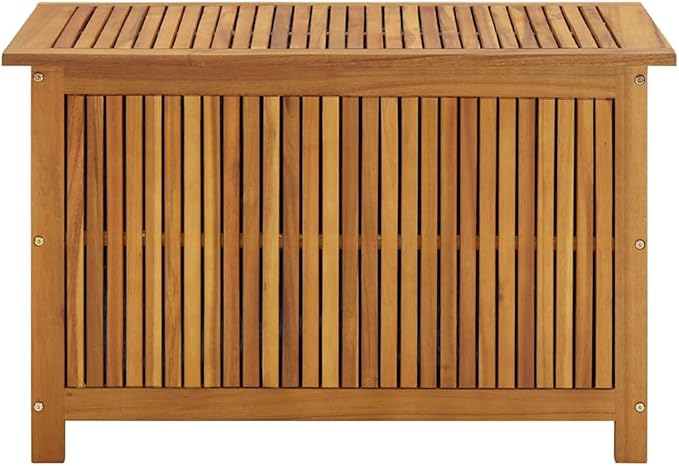 vidaXL Wooden Deck Box - Outdoor Teak Storage Chest, Ideal for Patio Furniture Cushions, Pool Accessories, Garden Tools - Water-Resistant Bag Inside - 35.4''x19.7''x22.8'', Solid Acacia Wood-Ruum Studio Home