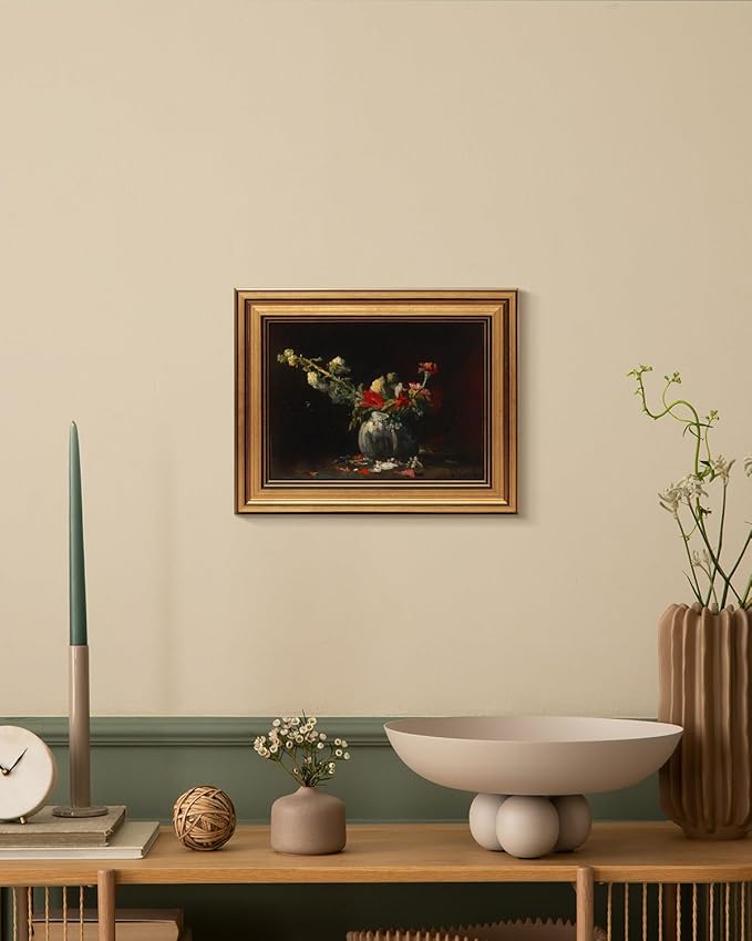 HUARCEY Gold Framed Vintage Wall Art for Living Room, Flowers Painting Prints Shelf Decor for Kitchen, Aesthetic Bedroom Wall Art, Autumn Gifts for Friends or Family - Fading 10L x 8W-Ruum Studio Home