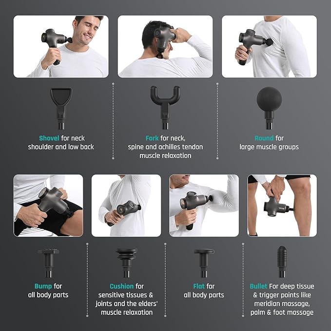Mebak 3 Massage Gun, Massage Gun Deep Tissue for Athletes, Professional Muscle Percussion Massage Gun,Massager Gun for Shoulder Leg Back Body Pain Relief,Quiet Portable Sport Massager, Gifts for Him-Ruum Studio Home
