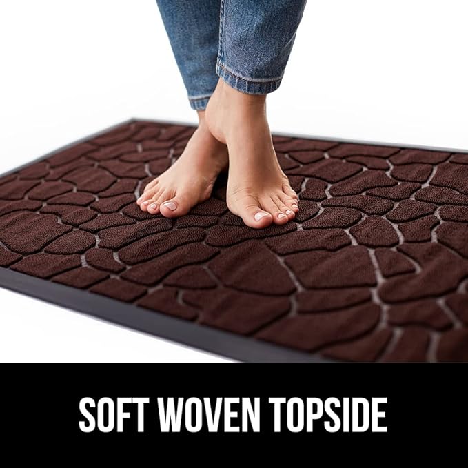 GORILLA GRIP 100% Waterproof All-Season WeatherMax Doormat, 72x24, US Designed Natural Rubber, Stain and Fade Resistant, Low Profile Indoor Outdoor Door Mats, Easy Clean Patio Mat, Dark Brown Pebble-Ruum Studio Home