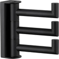 Angle Simple Swivel Towel Hook 3 Arms, SUS 304 Stainless Steel Foldable Bathroom Robe Towel Hook, Wall Coat Holder, Matte Black-Ruum Studio Home