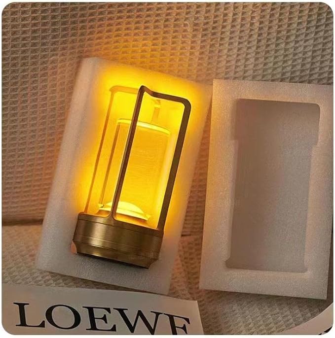 Portable Metal Table Lamp for Indoor/Outdoor ,Rechargeable Cordless LED Lamp, 3-Colour Infinitely Dimming Battery Powered Small Desk Lamp, Restaurant/Bedroom/Bar/Coffee Shop/Camping Light (Gold)-Ruum Studio Home