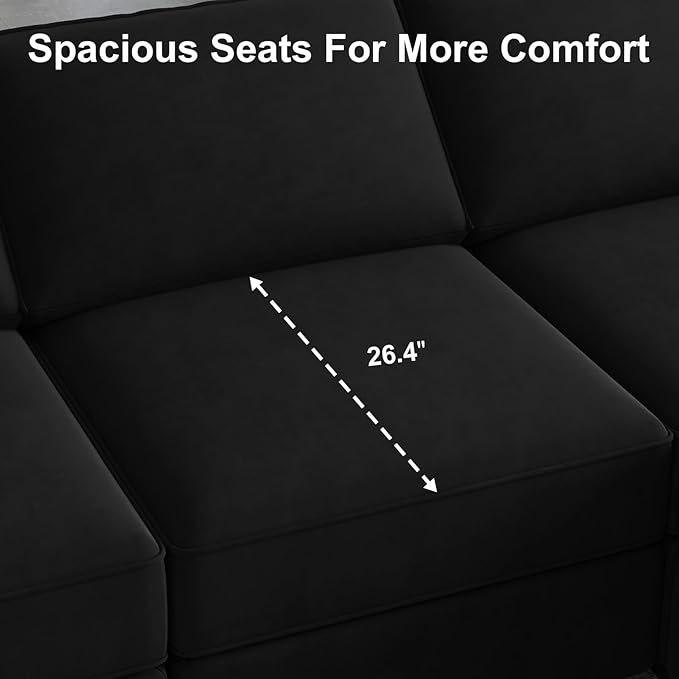 Belffin Modular Loveseat Sofa Couch with Storage Seats Velvet 2 Seater Love Seats for Small Spaces Black-Ruum Studio Home