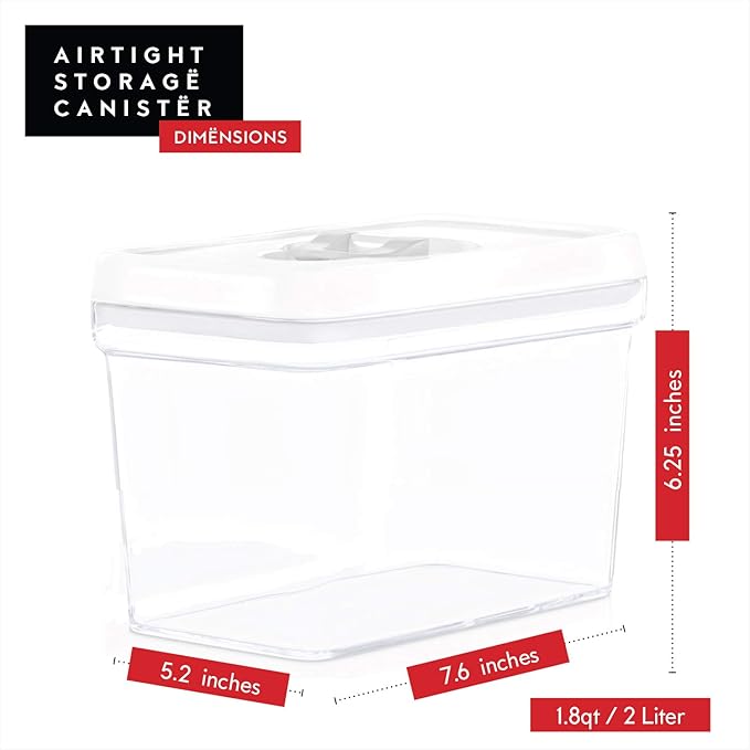 DWËLLZA KITCHEN Airtight Food Storage Containers - Pantry Snacks Kitchen Container, Baking Supplies, 4LB Sugar & Flour Canister - 4 Pc Set All Same Size - Clear Plastic BPA-Free - Keeps Fresh & Dry-Ruum Studio Home