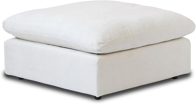 JACH Modular Ottoman Seater for Living Room, Cushion Covers Removable, Minimalist Comfy Footstool, Breathable Ottoman for Living Room Apartment (White)-Ruum Studio Home