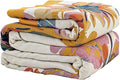 Boho Throw Blanket for Bed,100% Cotton Breathable Muslin Soft Throw, Fall Bed Throw Blanket Floral Bird Butterfly Printed Decor Large Blankets,80"×90" Rustic Farmhouse Throw for Sofa Couch Chair-Ruum Studio Home