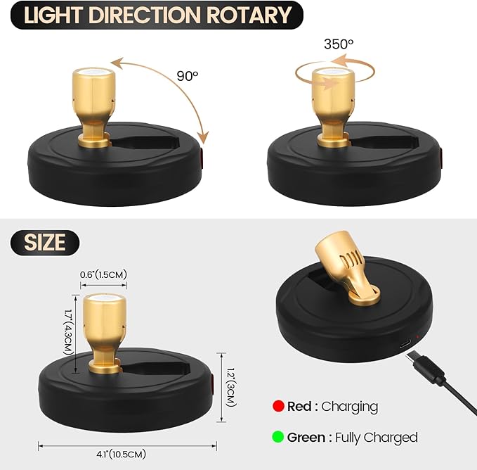 Rechargeable Spotlight, Battery Powered Picture Lights with Remote, Dimmable Plant Spot Light Indoor, Cordless Accent Lighting, LED Uplight for Tree Dartboard Decor Painting Artwork Photo-Ruum Studio Home