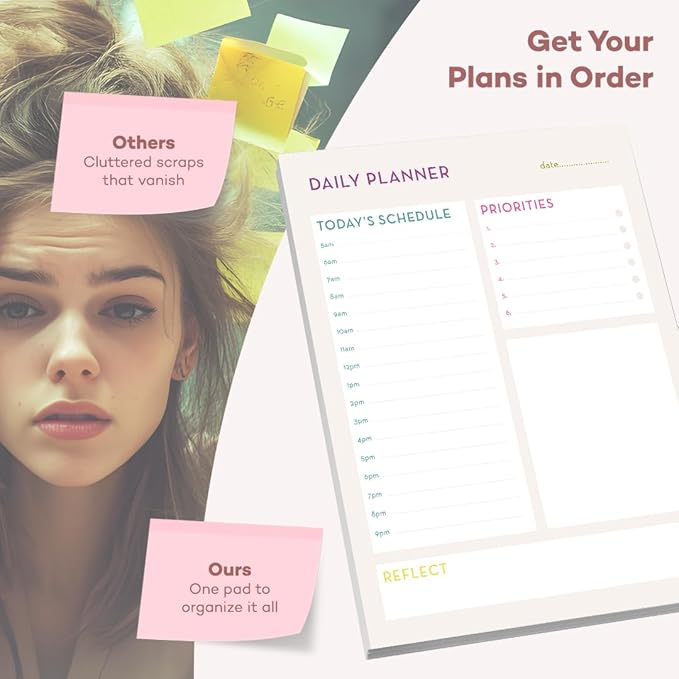 Bliss Collections Daily Planning Pad, To Do List Notebook - Undated Tear-Off Sheets Notepad - Work Calendar, Organizer, Scheduler for Goals, Tasks - Daily Planner (Bright), 8.5" x 11", 50 Sheets-Ruum Studio Home