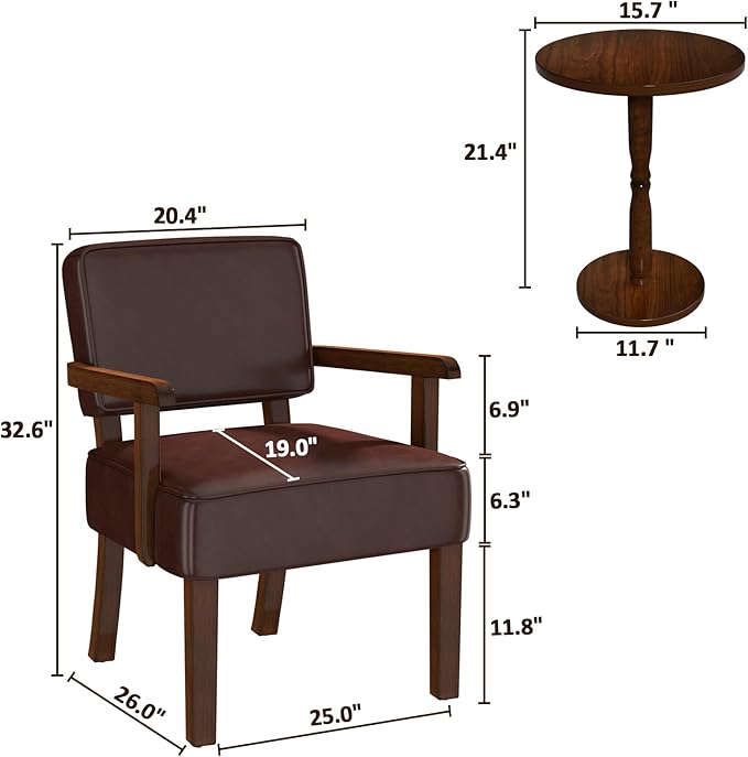 Accent Chair, PU Leather Living Room Chairs Oversize with Soft Seat and Armrests for Living Room Dinning Room Bedroom Reading Room Waiting Room-Ruum Studio Home