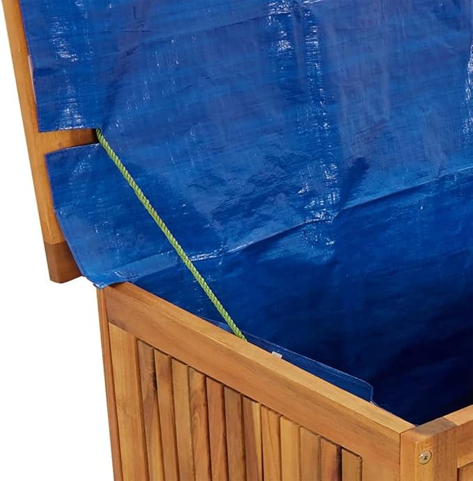 vidaXL Wooden Deck Box - Outdoor Teak Storage Chest, Ideal for Patio Furniture Cushions, Pool Accessories, Garden Tools - Water-Resistant Bag Inside - 23.6''x19.7''x22.8'', Solid Acacia Wood-Ruum Studio Home