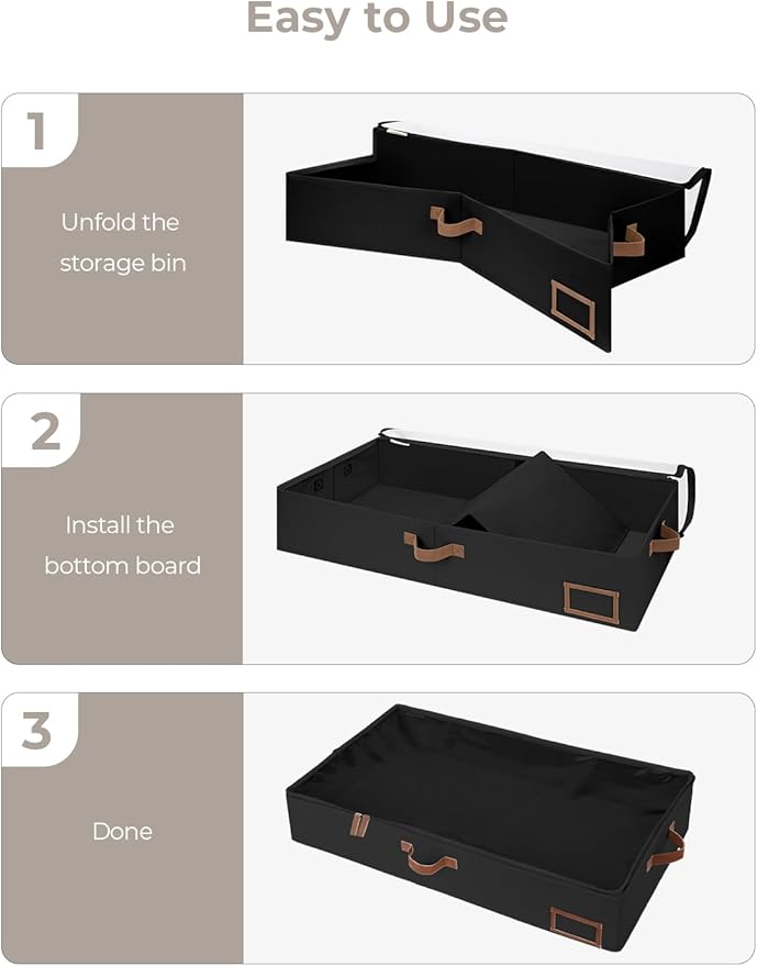 StorageWorks Large Under Bed Storage Containers with Handles and Label Holder, 2 Pack Ultra-thick Fabric Underbed Bins, Closet Organizer for Clothes, Blankets, Sweater-Ruum Studio Home