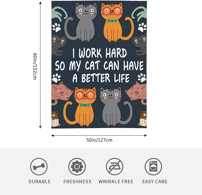 HGOD DESIGNS Cats Throw Blanket Funny Cat Blanket Animals Pet Pattern s Flannel Soft Warm Cozy Fuzzy 50"x60" Throw Blanket for for Women and Men-Ruum Studio Home