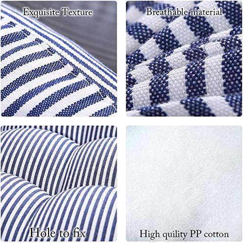 Tiita Indoor/Outdoor Cushions 22 Inch Round Striped Chair Cushions for Patio Garden Seat Cushion Pads for Home Floor Pillows Window Pad Set of 2, Blue-Ruum Studio Home