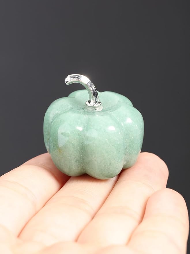Jovivi Green Aventurine Crystal Pumpkin Figurine, 1.2" Mini Carved Gemstone Pumpkin Statue Decor Healing Stones Decorative Ornaments for Fall Harvest Thanksgiving Halloween Decorations Home Decor-Ruum Studio Home