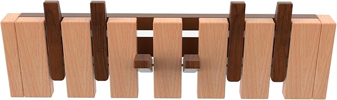 Wall Mounted Piano Key Hanger | Flip Style Hook | Entrance Wall Art Hook, Made of Oak Wood (3 Times Painted, 4 Times Polished) (Walnut-Beech, 6Hooks)-Ruum Studio Home