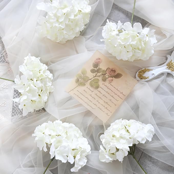 Tifuly Hydrangea Artificial Flowers with Stems 12pcs Fake Hydrangea Silk Flowers Faux Hydrangea Flowers Heads for Wedding Centerpiece Home Party Baby Shower Decor（Off White）-Ruum Studio Home