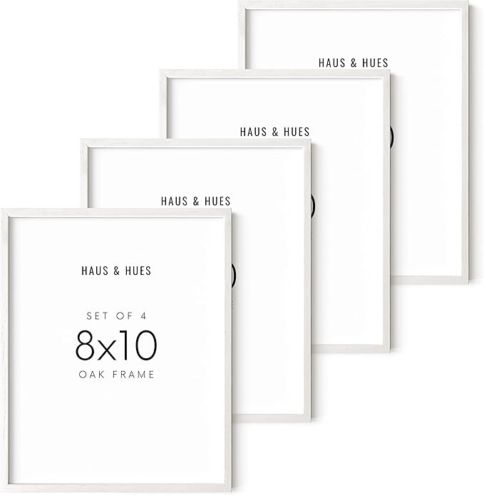 HAUS AND HUES 8x10 Picture Frame Set of 4-8 x 10 Frame White Photo Frames, Wood Frames Bulk, 8x10 Frames Set of 4 for Wall Art (White Oak)-Ruum Studio Home