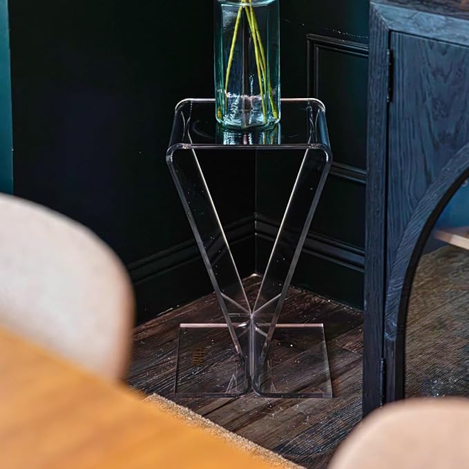 Clarte Acrylic V-Shaped End Table | Side Table for Living Room or Nighstand for Bedrooms | Premium Durable Glass-Like Design-Ruum Studio Home