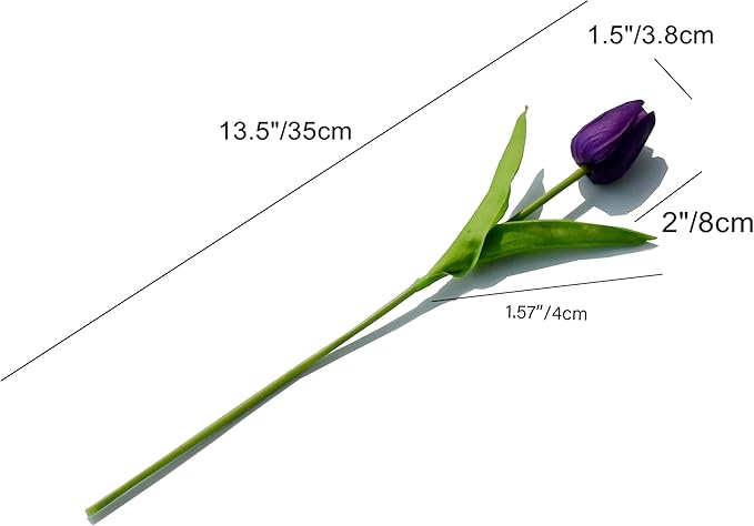 Mandy's Artificial Tulips 20 Stems Dark Purple PU Faux Flowers for Wedding Home Decor 13.5 Inch-Ruum Studio Home