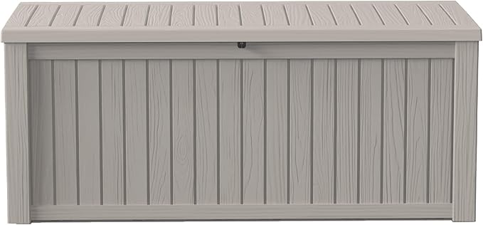 150Gal Outdoor Deck Box Waterproof, Lager Patio Storage Box Indoor and Outdoor Use, Lockable Resin Storage Bin for Patio Furniture Cushions Garden Tools, Package Delivery,UV Resistant-Grey-Ruum Studio Home