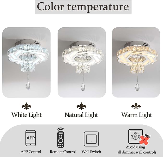 Flashing God 16 Inch Mini Chandelier Modern Crystal Chandeliers Light Semi Flush Mount Ceiling Light Fixture Small Gold Chandelier for Bedroom Hallway Kitchen Foyer-Ruum Studio Home