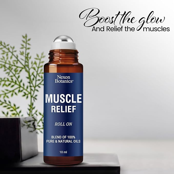 Muscle Relief Essential Oil Roll-On 10 ml - Pure Natural Blend for Sore Muscles, Aches & Recovery - Easy Roller for Athletes & Active Lifestyles - Nexon Botanics-Ruum Studio Home